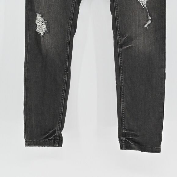 FREE PEOPLE Jeans Womens Sz 28 Coal Miners Washed Black Distressed Boho Festival - Picture 3 of 13